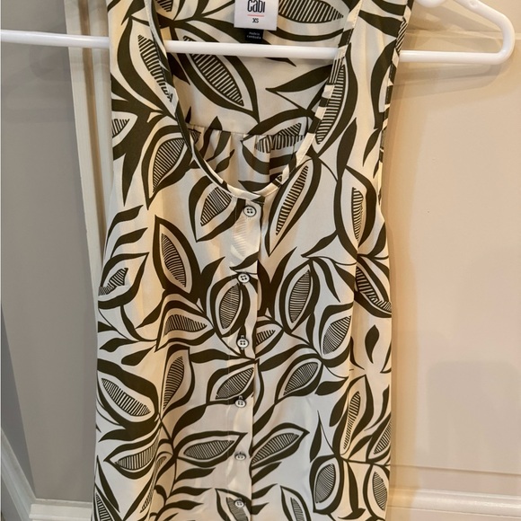 CAbi Olive and Cream Leaf Print Blouse - Picture 1 of 5